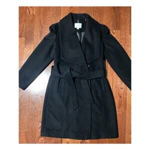 COLE HAAN Black Slick Wrap Coat Size 12
